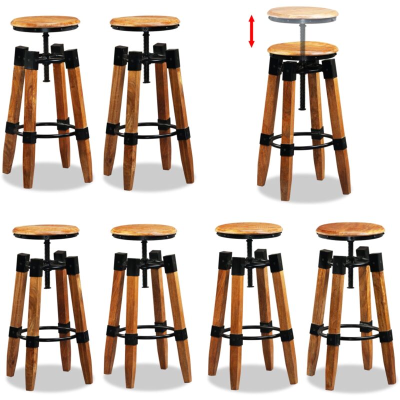 Vidaxl - Tabourets de bar lot de 2 bois de manguier massif - Tabouret De Bar - Tabourets De Bar - Chaise Haute - Meubles Industriels - Mobilier De