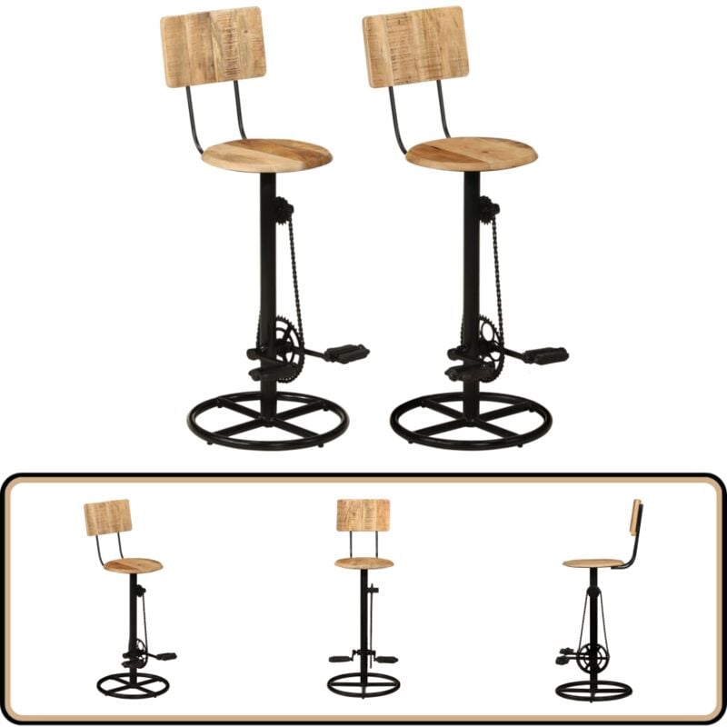 Vidaxl - Tabourets de bar lot de 2 bois massif de manguier - Tabouret De Bar - Chaise De Bar - Tabouret De Cuisine - Mobilier De Salle à Manger