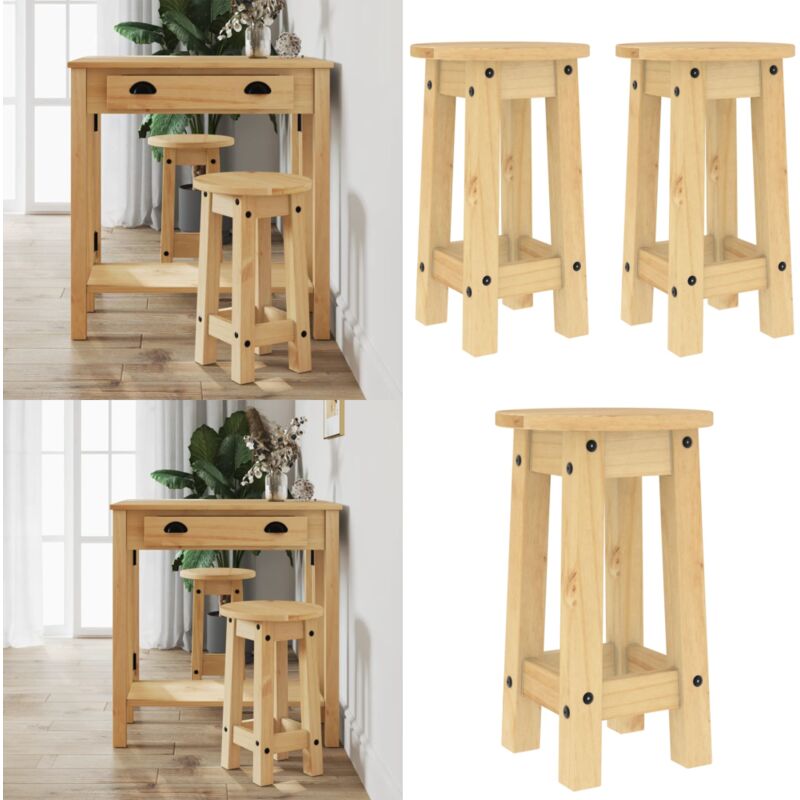 Vidaxl - Tabourets de bar lot de 2 bois massif de pin - Tabourets De Bar - Chaises De Bar - Mobilier De Salle à Manger - Meubles De Cuisine