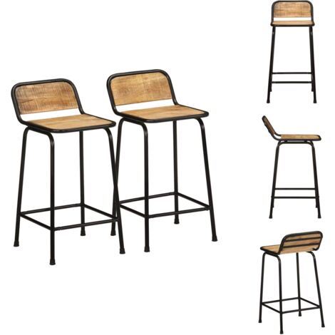 Tabourets de bar lot de 2 bois massif manguier brut - Tabouret De Bar - Tabourets De Bar - Chaise - Chaise De Bar De Petit-déjeuner