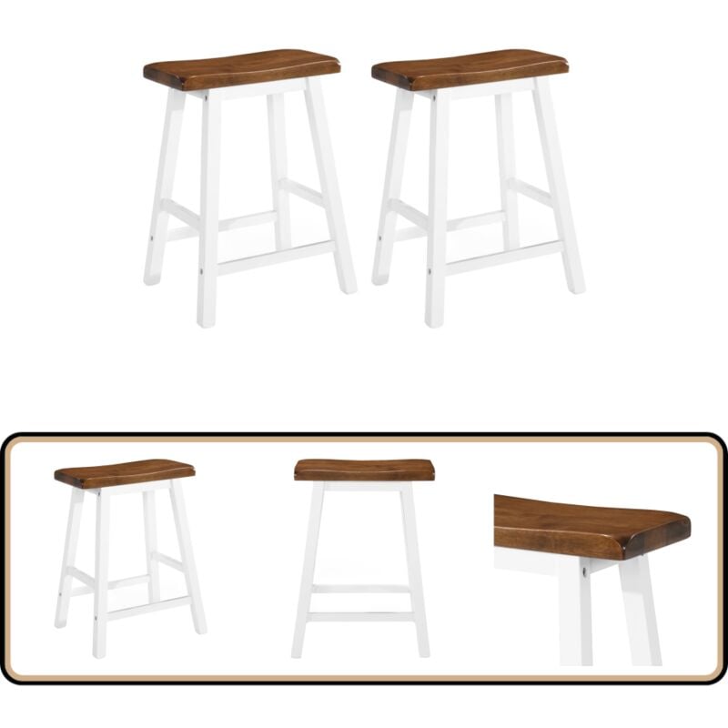 Vidaxl - Tabourets de bar lot de 2 bois massif - Tabouret De Bar - Tabourets De Bar - Chaise De Bar - Chaises De Bar - Meubles De Cuisine