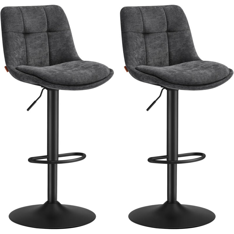 Vasagle - Tabourets de Bar, Lot de 2, Chaise de Cuisine, Siège Pivotant à Hauteur Réglable, avec Dossier et Repose-Pieds, Salle à Manger, Comptoir,