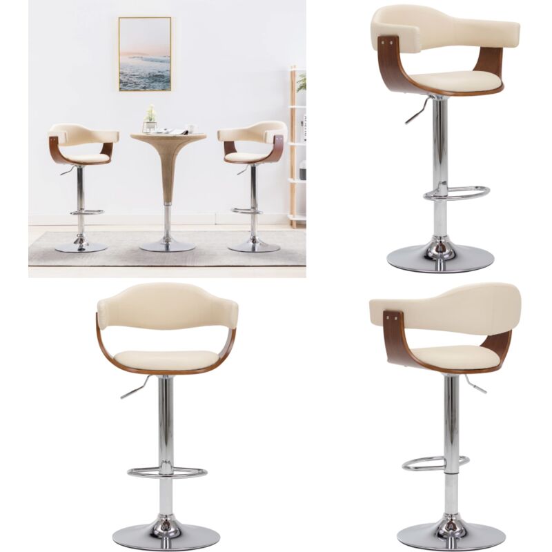 Vidaxl - Tabourets de bar lot de 2 crème bois courbé et similicuir - Tabouret De Bar - Tabourets De Bar - Chaise De Bar - Fauteuils De Bar - Meubles