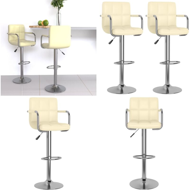 Vidaxl - Tabourets de bar lot de 2 crème similicuir - Tabouret De Bar - Chaise De Comptoir - Tabourets De Bar - Meubles De Cuisine - Décoration