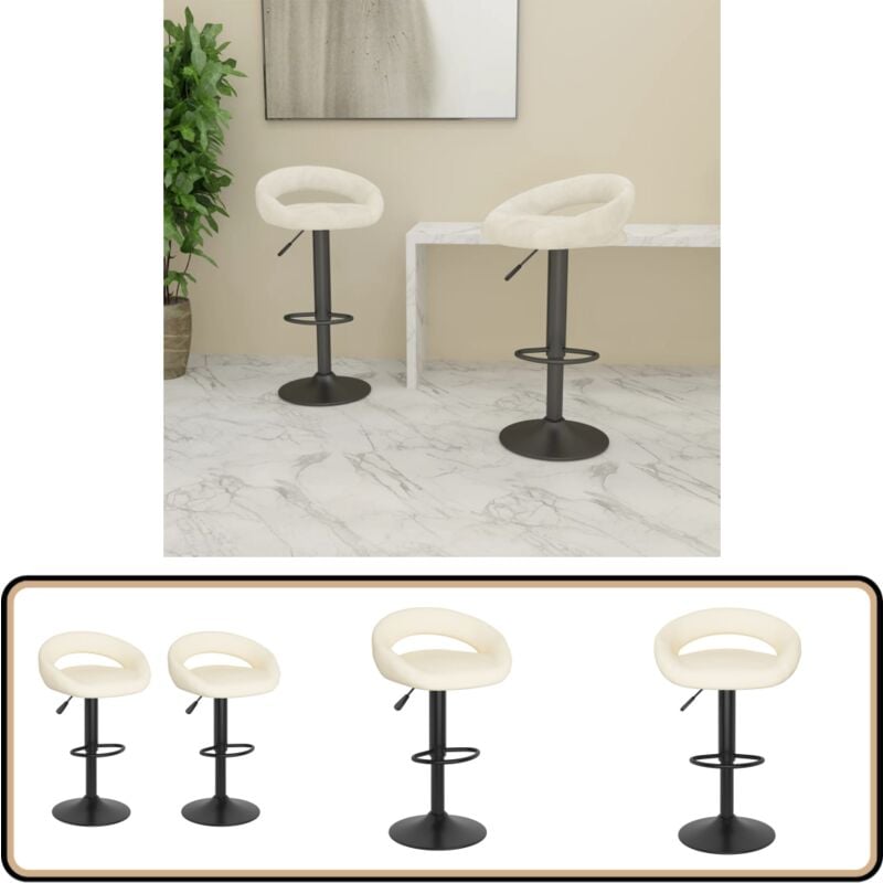 Vidaxl - Tabourets de bar lot de 2 crème velours - Tabouret De Bar - Chaise De Comptoir - Fauteuil De Bar - Meuble De Salle à Manger - Velours