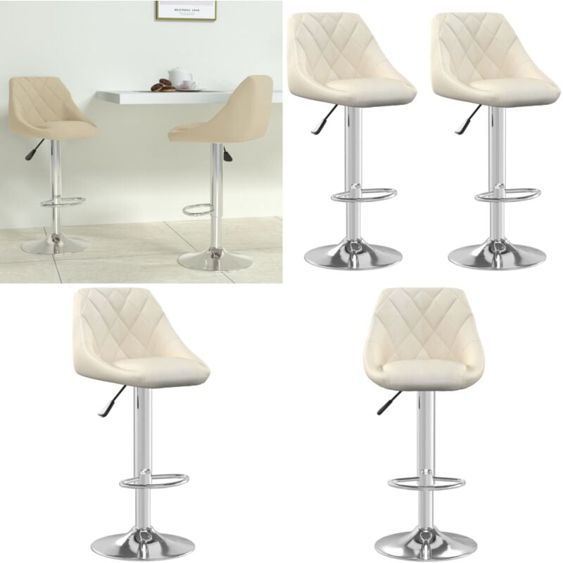 Vidaxl - Tabourets de bar lot de 2 crème velours - Tabouret De Bar - Chaise De Comptoir - Fauteuil De Bar - Tabourets De Bar - Meubles De Cuisine