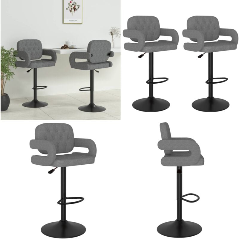 Tabourets de bar lot de 2 gris clair tissu - Tabouret De Bar - Chaise De Comptoir - Tabourets Pour Bar - Meubles De Cuisine - Mobilier Moderne - Home