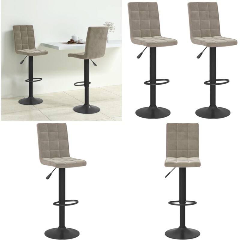 Vidaxl - Tabourets de bar lot de 2 gris clair velours - Tabouret De Bar - Chaise De Comptoir - Fauteuil De Bar - Tabourets Hauts - Meubles De Cuisine