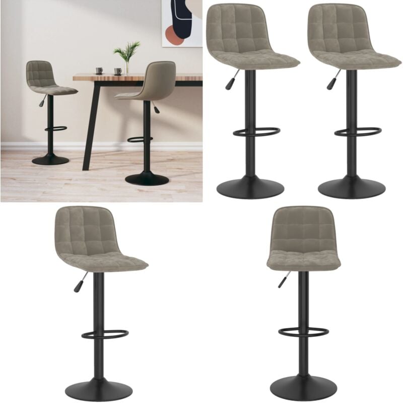 Vidaxl - Tabourets de bar lot de 2 gris clair velours - Tabouret De Bar - Chaise De Bar - Tabourets De Bar - Meubles De Cuisine - Mobilier Moderne