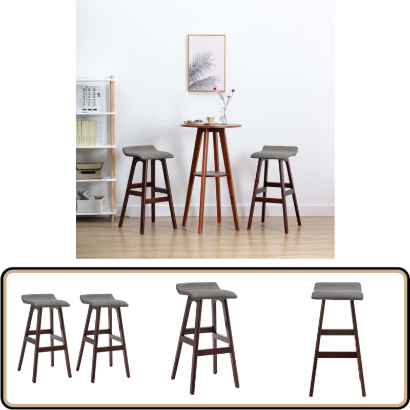 Vidaxl - Tabourets de bar lot de 2 gris foncé tissu - Chaises De Bar - Tabourets De Comptoir - Chaises De Cuisine - Mobilier De Salle à Manger