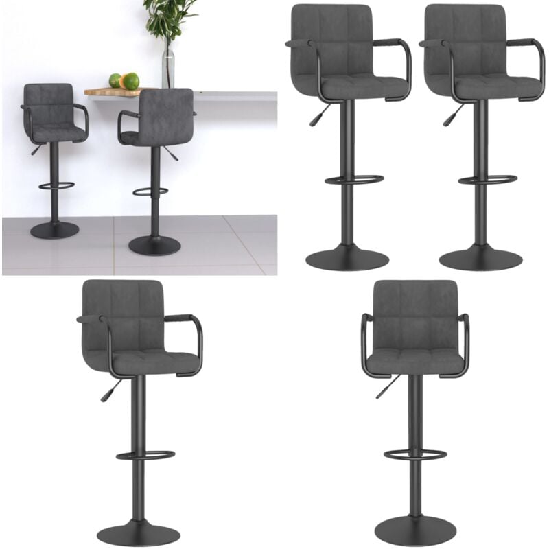 Tabourets de bar lot de 2 gris foncé velours - Tabouret De Bar - Chaise De Comptoir - Tabouret De Cuisine - Fauteuil De Bar - Meubles De Salon - Home