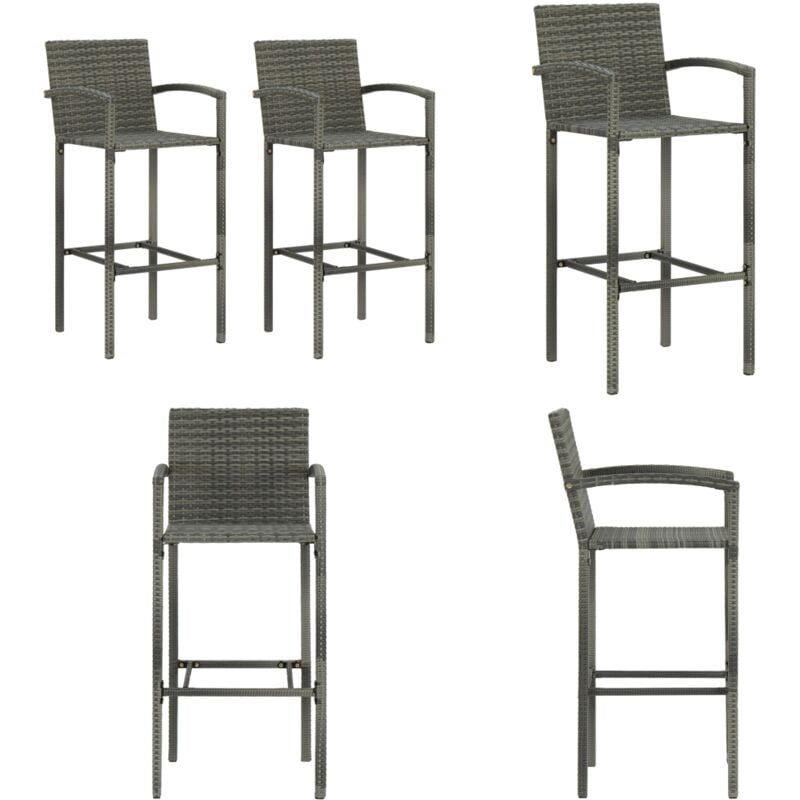 Vidaxl - Tabourets de bar lot de 2 gris résine tressée - Tabouret De Bar - Chaises De Bar - Mobilier De Jardin - Meubles De Terrasse - Décoration