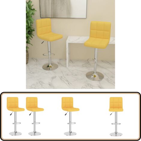 Tabourets de bar lot de 2 jaune moutarde tissu - Tabouret De Bar - Chaise De Bar - Tabouret De Comptoir - Chaise De Comptoir - Meubles De Cuisine