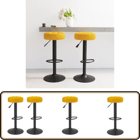 Tabourets de bar lot de 2 jaune moutarde velours - Tabouret De Bar - Chaise De Comptoir - Fauteuil De Bar - Mobilier De Cuisine - Décoration Intérieure