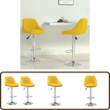 Tabourets de bar lot de 2 jaune moutarde velours - Tabouret De Bar - Chaise De Comptoir - Fauteuil De Bar - Tabourets De Bar - Meubles De Cuisine