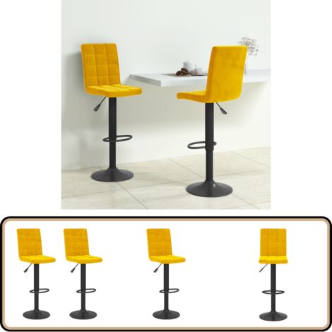 Tabourets de bar lot de 2 jaune moutarde velours - Tabouret De Bar - Chaise De Comptoir - Fauteuil De Bar - Tabourets De Bar - Meubles De Salon