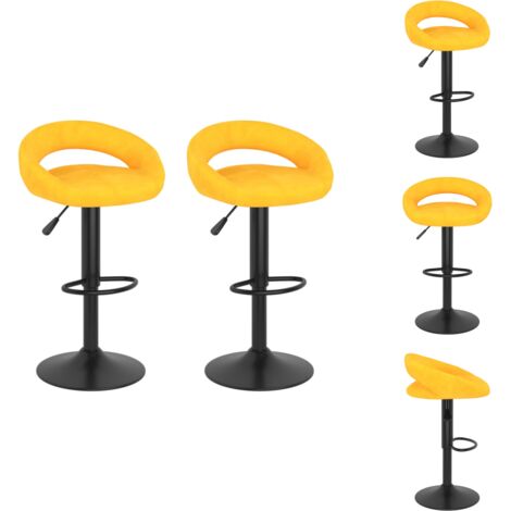 Tabourets de bar lot de 2 jaune moutarde velours - Tabouret De Bar - Tabouret De Bar - Chaise - Tabouret De Bar Pour Petit-déjeuner