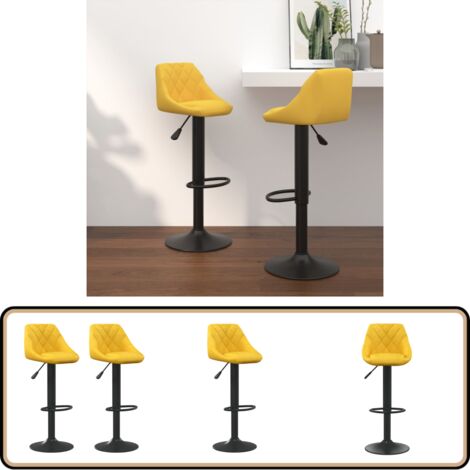 Tabourets de bar lot de 2 jaune moutarde velours - Tabourets De Bar - Chaise De Comptoir - Tabouret De Bar - Fauteuil De Bar - Meubles De Cuisine