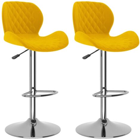 Tabourets de bar lot de 2 jaune moutarde velours vidaXL