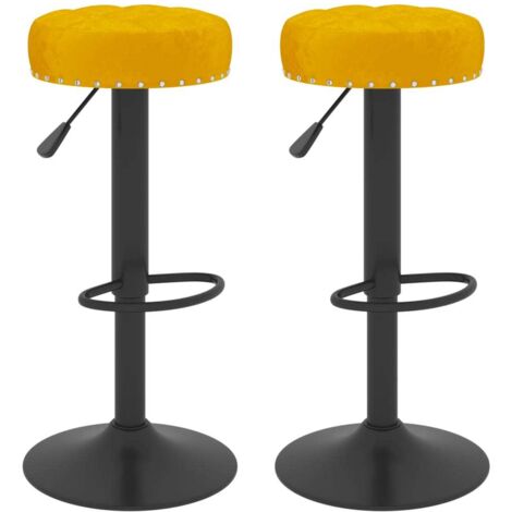 Tabourets de bar lot de 2 jaune moutarde velours vidaXL