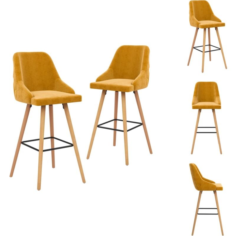 Vidaxl - Tabourets de bar lot de 2 jaune velours - Chaises De Bar - Tabourets De Comptoir - Meubles De Cuisine - Mobilier Moderne - Chaises Jaunes