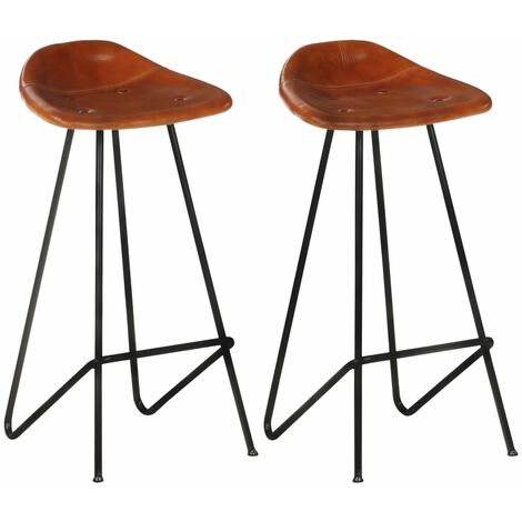 Tabourets de bar lot de 2 marron cuir véritable vidaXL