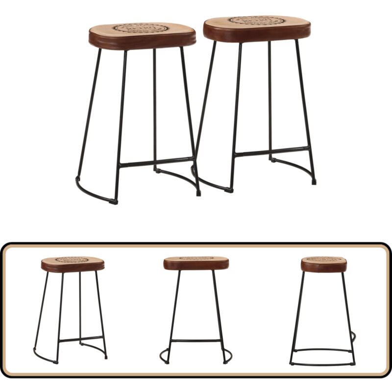 Vidaxl - Tabourets de bar lot de 2 marron foncé 41x29x62 cm - Tabouret De Bar - Tabouret Retro - Chaise De Bar - Mobilier De Cuisine - Décoration
