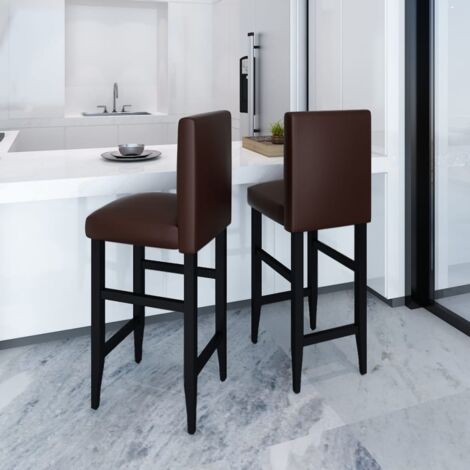 Lot De 2 Housses De Tabouret De Bar Rondes En Cuir Synthétique Imperméable - Élastique En Bas, Diamètre 30-38 Cm