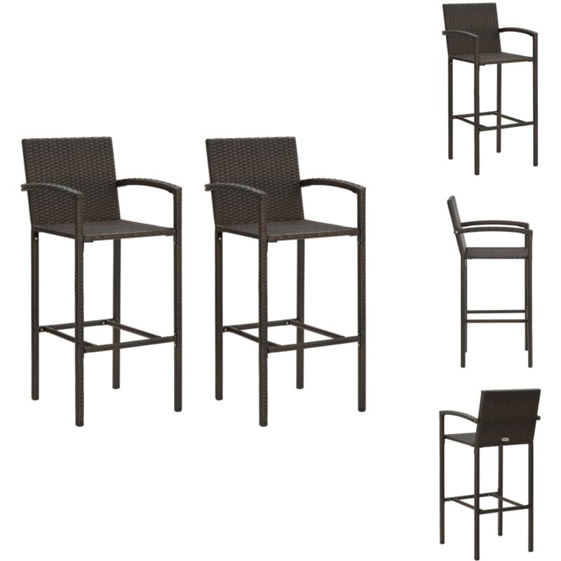 Vidaxl - Tabourets de bar lot de 2 marron résine tressée - Tabouret De Bar - Chaises De Jardin - Mobilier De Jardin - Résine Tressée - Meubles