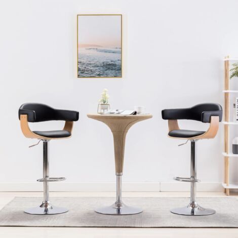 2x Bois Courbé Tabourets de Bar Similicuir Chaise Bistrot Multicolore vidaXL