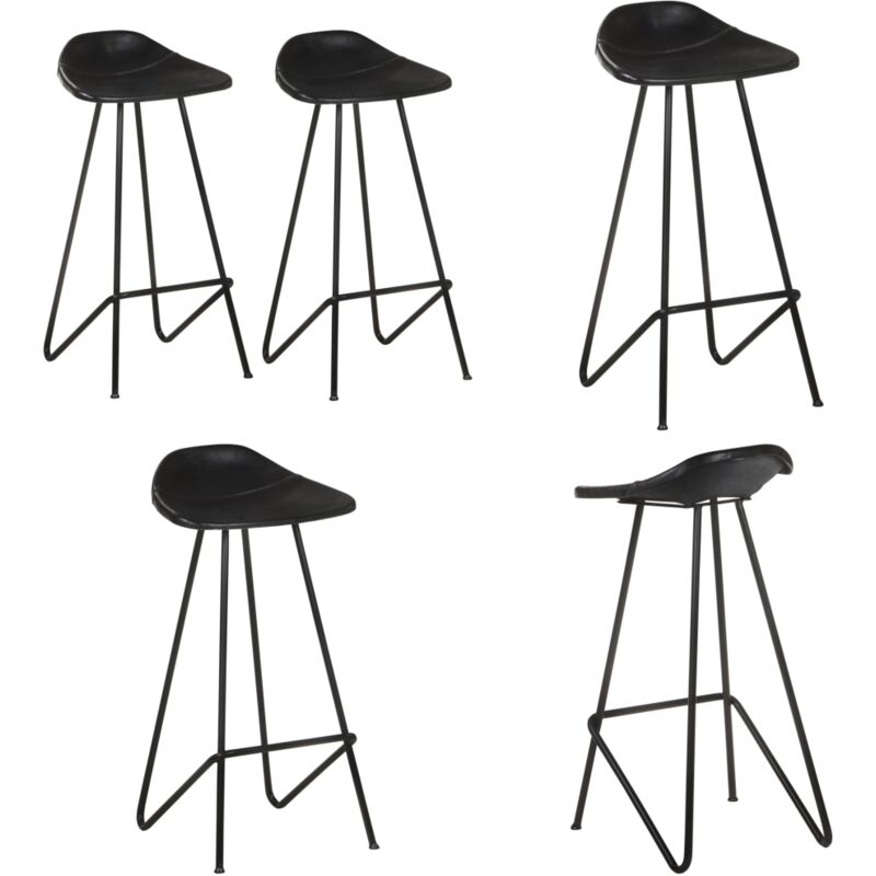 Vidaxl - Tabourets de bar lot de 2 noir cuir véritable - Tabouret De Bar - Chaise De Comptoir - Mobilier Industriel - Cuir Véritable - Chaise