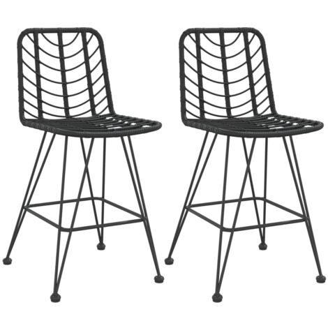 Tabourets de bar lot de 2 Noir Résine tressée et acier vidaXL