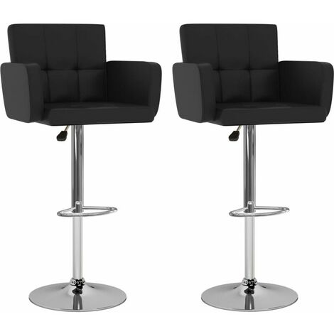 Tabourets de bar lot de 2 noir similicuir Candyse