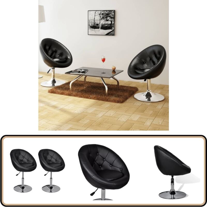 Vidaxl - Tabourets de bar lot de 2 noir similicuir - Chaise De Bar - Tabouret De Comptoir - Fauteuil De Salon - Mobilier Contemporain - Design Moderne