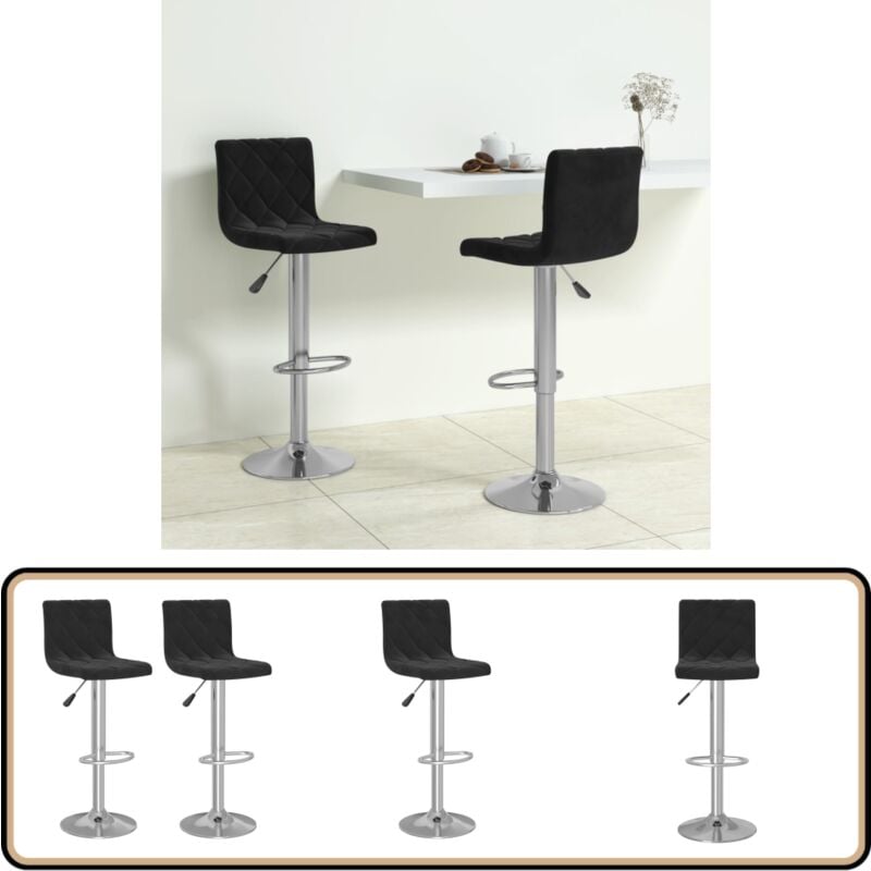 Vidaxl - Tabourets de bar lot de 2 noir velours - Tabouret De Bar - Chaise De Comptoir - Fauteuil De Bar - Meuble Bar - Mobilier De Cuisine