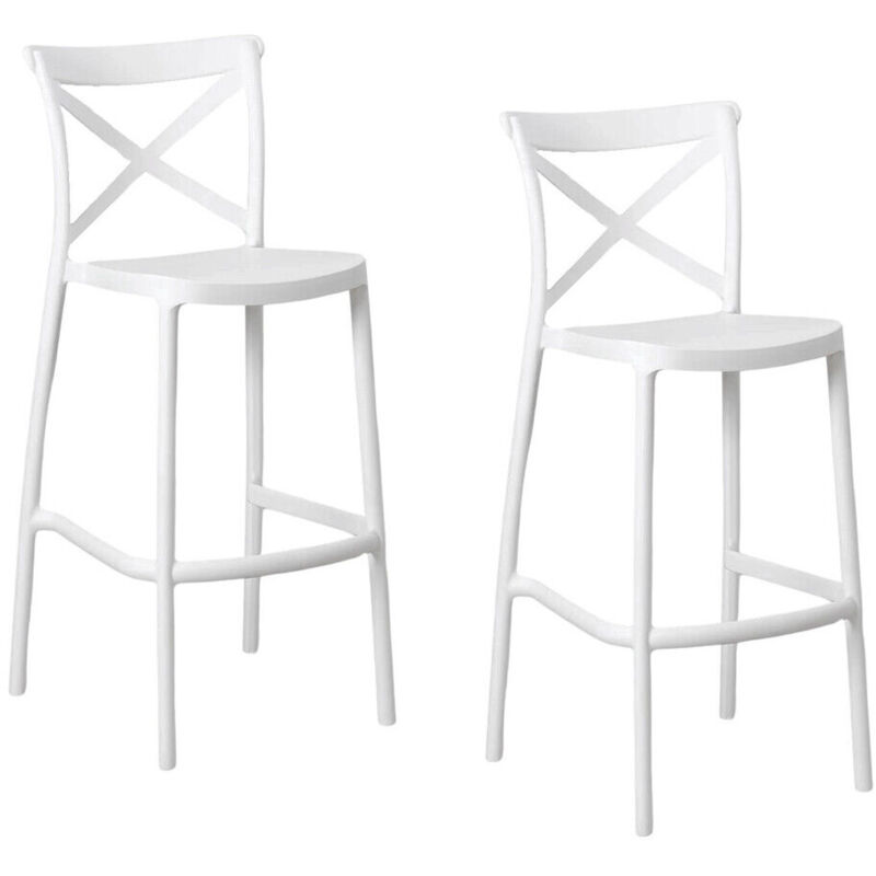 Set de 2 tabourets de bar blanc sprint plastique h 75 cm Set de 2 tabourets de bar blanc sprint plastique h 75 cm