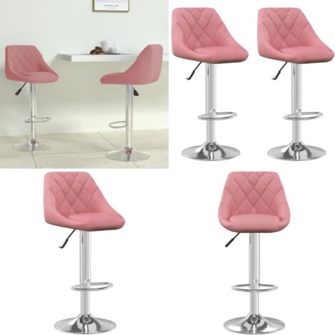 Tabourets de bar lot de 2 rose velours - Tabouret De Bar - Chaise De Comptoir - Fauteuil De Bar - Tabouret Rose - Tabouret Velours - Home & Living
