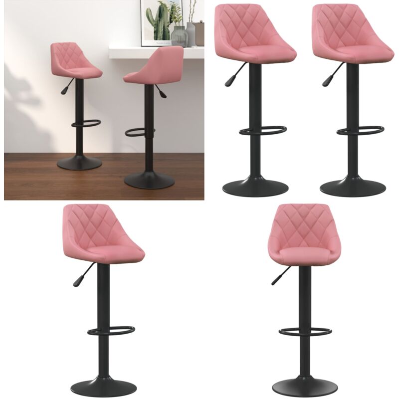 Vidaxl - Tabourets de bar lot de 2 rose velours - Tabouret De Bar - Chaise De Comptoir - Tabouret Rose - Fauteuil Pliable - Meubles De Cuisine - Home