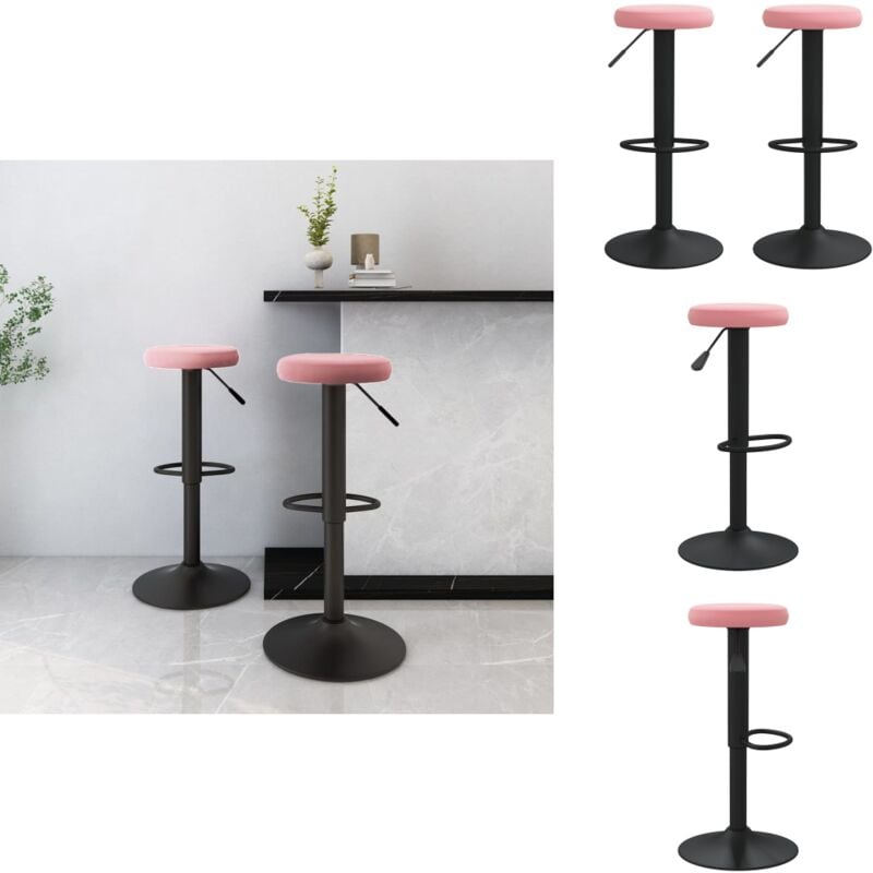 Vidaxl - Tabourets de bar lot de 2 rose velours - Tabouret De Bar - Tabourets De Bar - Tabouret De Pub - Tabourets De Bar