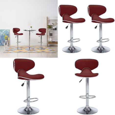 Tabourets de bar lot de 2 rouge bordeaux similicuir - Tabouret De Bar - Chaise De Bar - Tabourets Rouges - Meubles De Cuisine - Mobilier Moderne - Home & Living