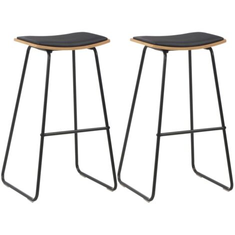 Tabourets de bar Lot de 2 - Tabourets Hauts - Chaises Fauteuil de bar noir similicuir vidaXL