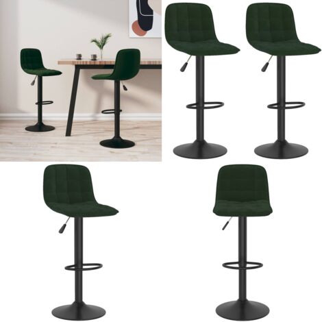 Tabourets de bar lot de 2 vert foncé velours - Tabouret de bar en acier - Tabouret de bar vert foncé