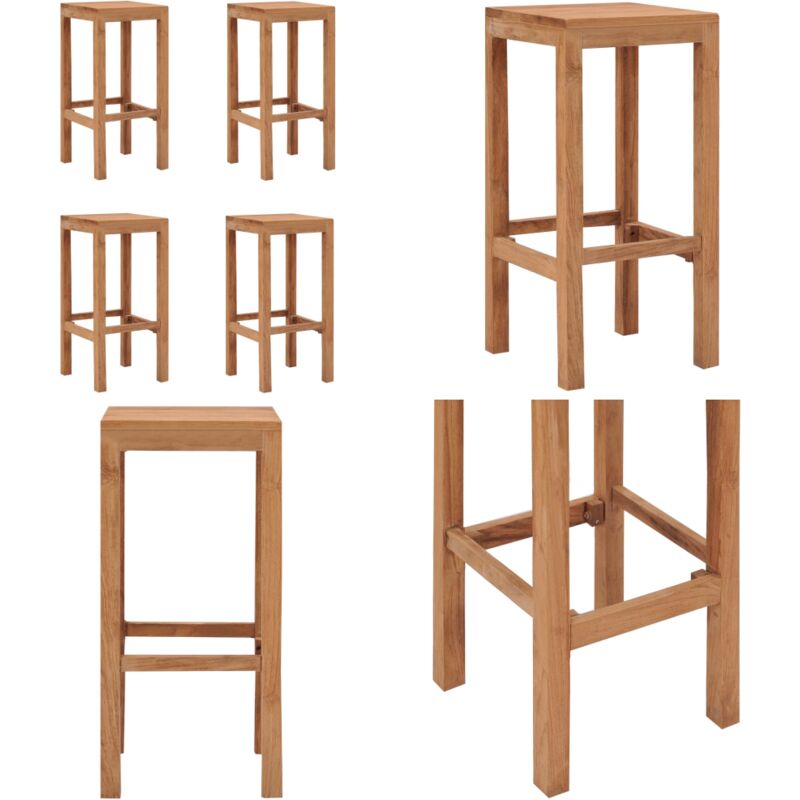 Tabourets de bar lot de 4 bois de teck massif - Tabouret De Bar - Tabourets De Bar - Chaise Haute - Mobilier De Cuisine - Meubles De Salle À Manger