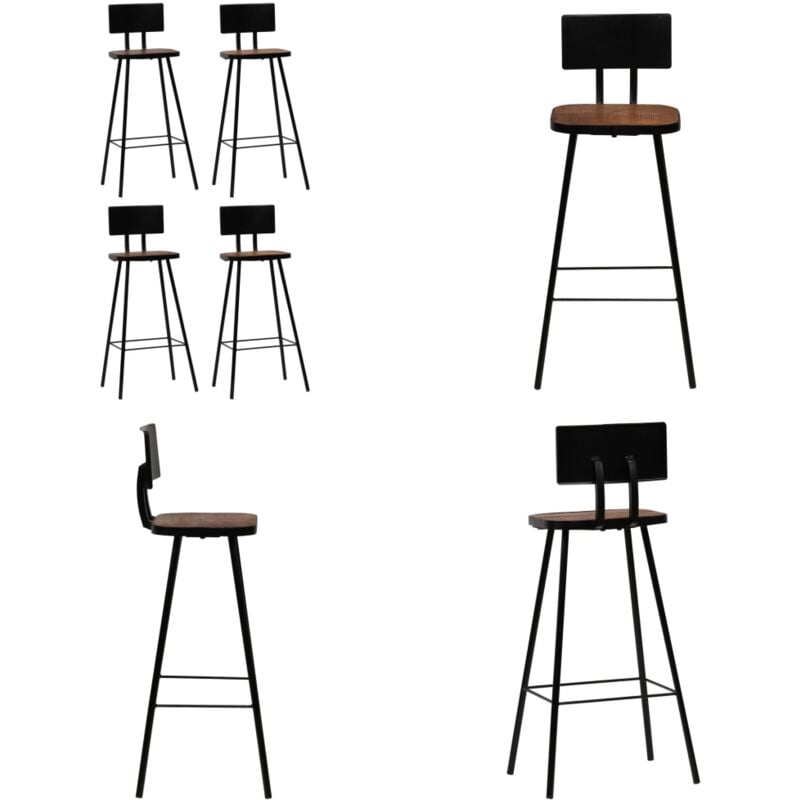 Vidaxl - Tabourets de bar lot de 4 bois massif de récupération - Chaises De Bar - Tabourets De Bar - Meubles Industriels - Mobilier Vintage - Chaises