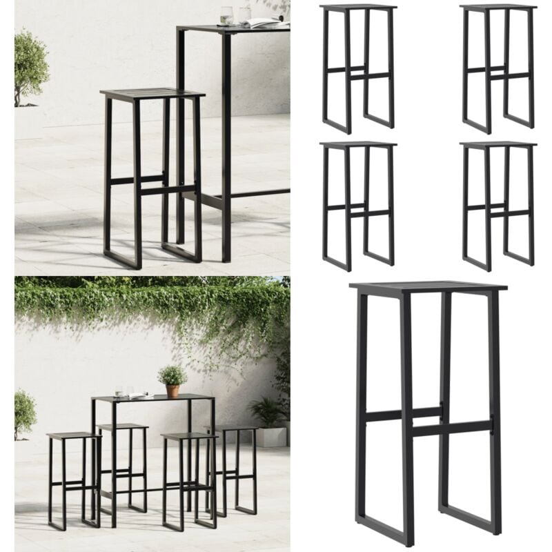 Tabourets de bar lot de 4 noir acier enduit de poudre - Tabourets De Bar - Chaise De Jardin - Mobilier De Jardin - Chaise Bistro - Chaise Extérieure