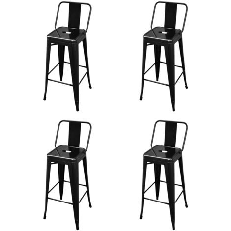 Tabourets de bar lot de 4 noir acier vidaXL
