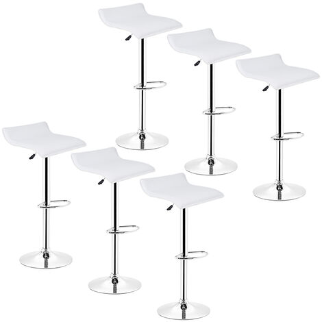 Tabourets de bar - Lot de 6 - Chaise de Bar Pour Cuisine Maison - Blanc