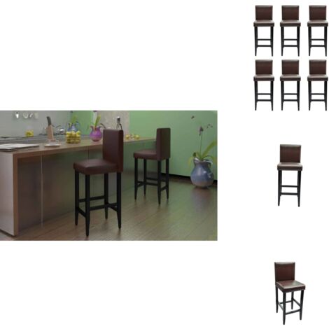Tabourets de bar lot de 6 marron foncé similicuir - Tabourets De Bar - Tabourets De Cuisine - Chaise Haute - Meubles De Salle À Manger - Mobilier Design