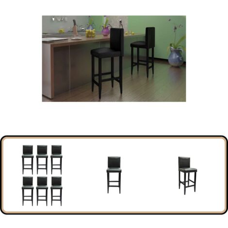 Tabourets de bar lot de 6 noir similicuir - Tabouret De Bar - Tabourets De Cuisine - Ensemble De Tabourets - Meubles De Salon - Mobilier Moderne