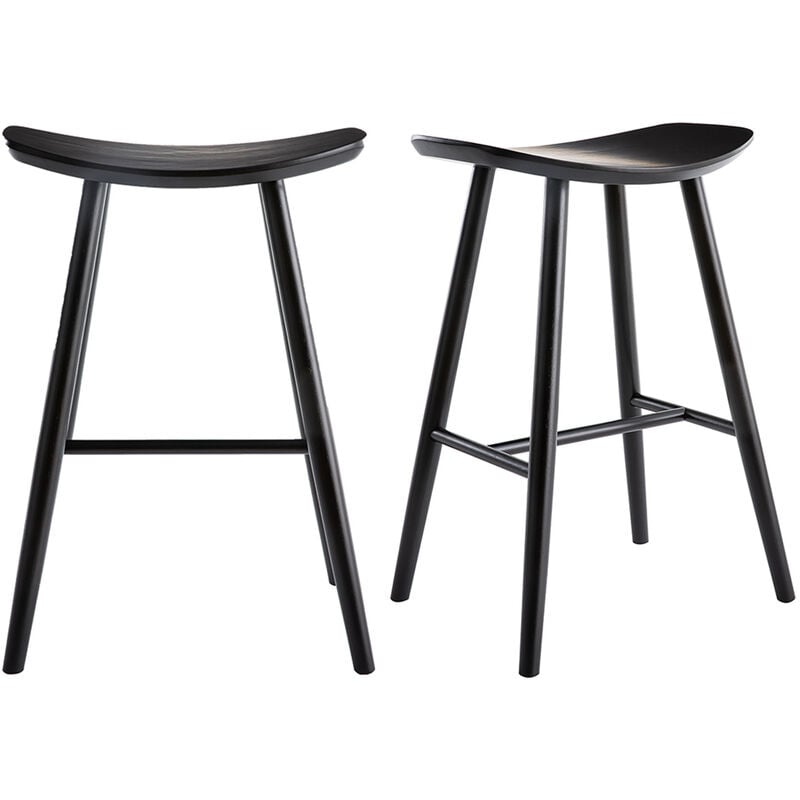 Miliboo - Tabourets de bar noirs H65 cm (lot de 2) demory